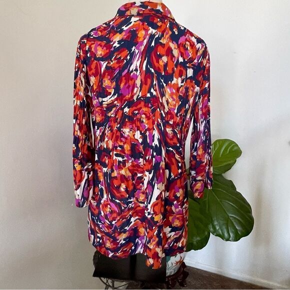 Sunny Leigh hi low button down shirt with pleats size M multicolor - Picture 6 of 16